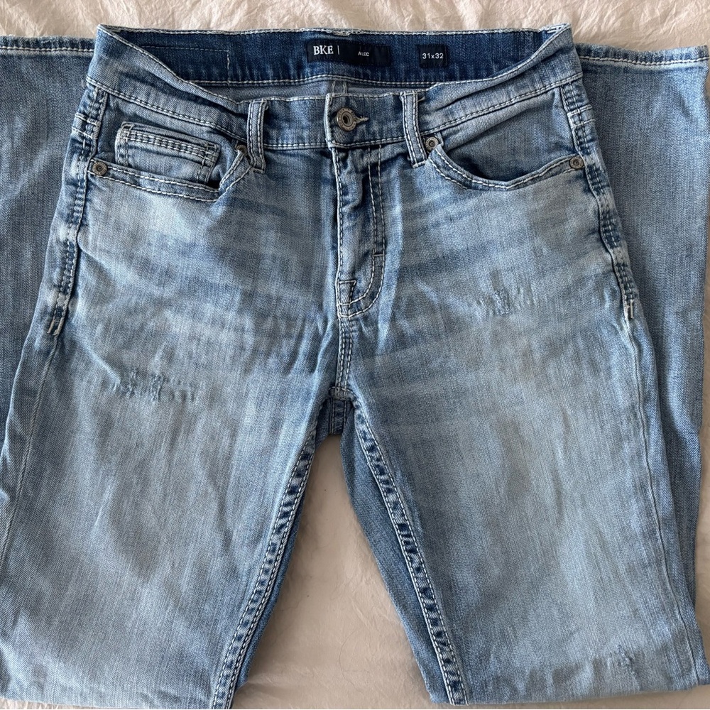 BKE Blue Straight Leg Jeans Classic Denim Style